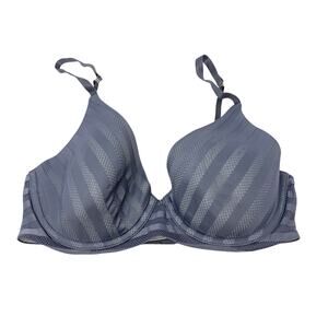 Victoria's Secret Lined Full Coverage Bra Womens Size 34C Dark Gray Stripe